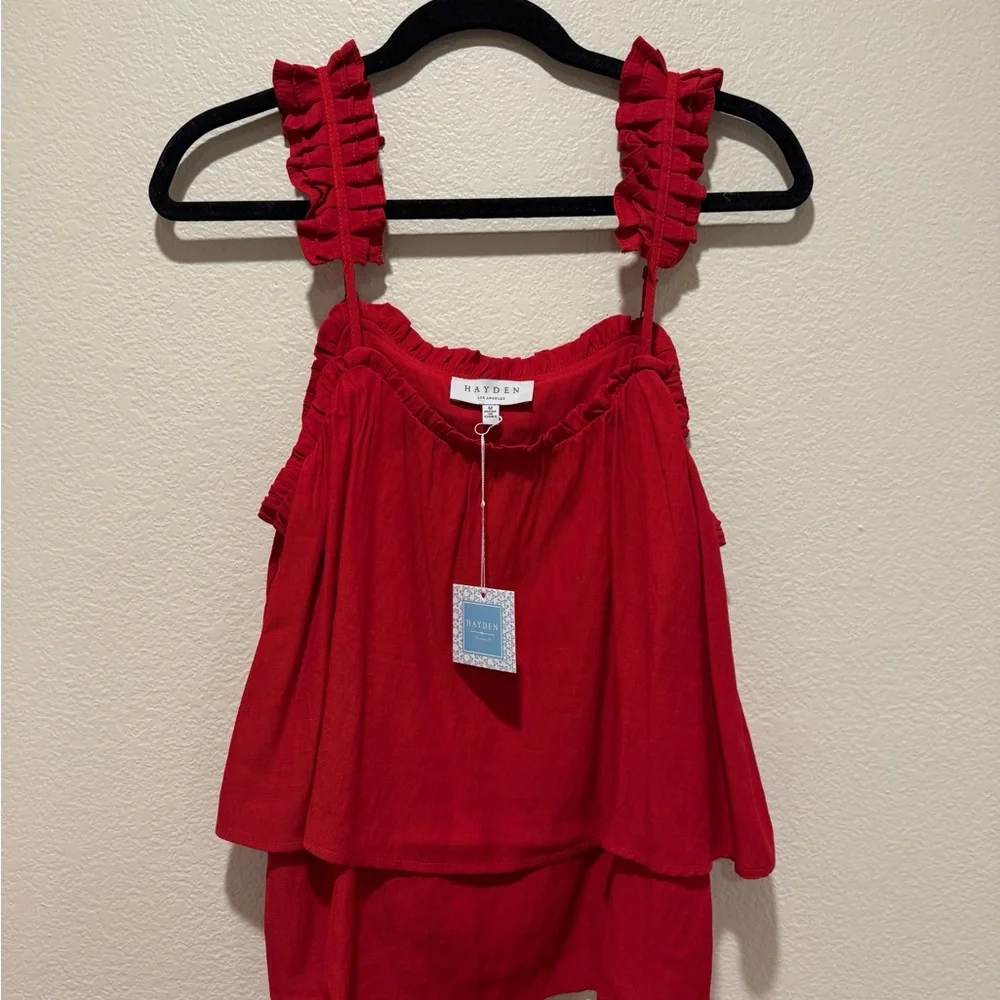NWT! Hayden Red Ruffled Top - Picture 8 of 12